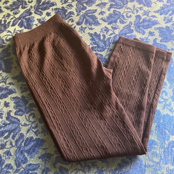 Ribbed Sweater Knit Black Leggings Fleece - Picture 5 of 5